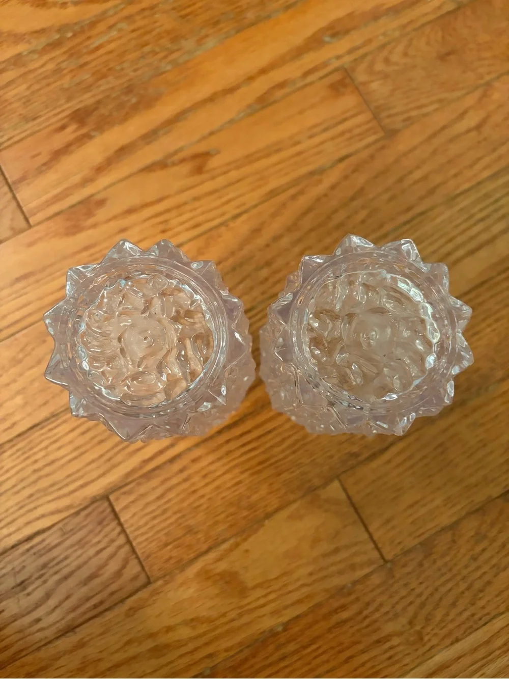 Vintage MCM William Bounds Grainware Lucite  Cracked Ice Set Of 2 Glasses